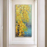 Handpainted Yellow Knife Flower Tree Landscape Oil Painting On Canvas Wall Art