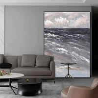 Oil Painting On Canvas Modern Hand Painted Gray Landscape Abstract Wall Art Hallway Decor As