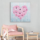 Wedding Decorative pink love heart picture pure Hand Painted oil painting on canvas wall posters bedroom