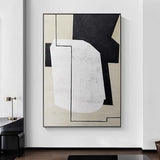 Hand Painted Abstract Contemporary Black and White Geometric Modern On Canvas Decorative