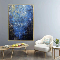 Abstract Blue Modern Unique Painting Art Palette Knife Canvas Acrylic Textured Art