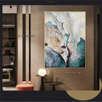 Hand Painted Blue Mountain Backdrop Decorative Painting Entrance Hallway Office Lobby Paintings