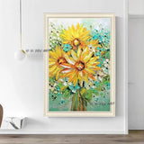 Palette Knife oil painting Hand Painted Sunflower Wall Decorative Item Textured Canvas pciture Entrance Decor