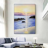 Best Hand Painted Abstract Knife Sunset Oil Painting On Canvas Modern Wall Art Painting