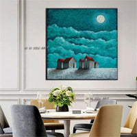 Hand Painted Silent Night Sky On Canvas Wall Art Decoration