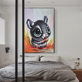 Hand Painted Funny Animal Lovely Hamster Oil Painting on Canvas Painting for Kid Room As