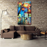 City Street Landscape Abstract Canvas Painting Wall Art Bedroom