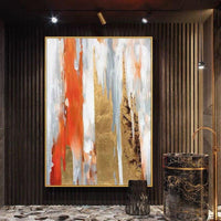 Beautiful Orange And Yellow Abstract Hand Painted Oil Paintings On Canvas Modern Wedding Decors Frame