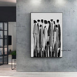 Modern Black White Hand Painted Abstract Characters Fashion Painting Canvas Arts