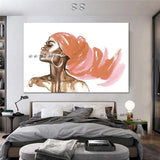 Decorative painting Hand Painted Black White African Woman Canvas Painting Modern Art Portrait painting for Room Office Decoration