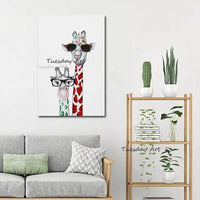 Hand Painted Giraffe Art Animal Oil Painting On Canvas Abstract Wall Adornments