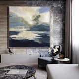 Hand Painted Blue Ocean Seascape Canvas Modern Art with No frame As A for Living