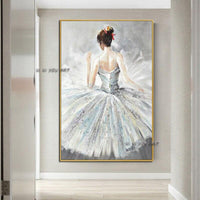 Modern Oil Painting Art Hand Painted Abstract Beautiful Girl Canvas Artwork For Bedroom