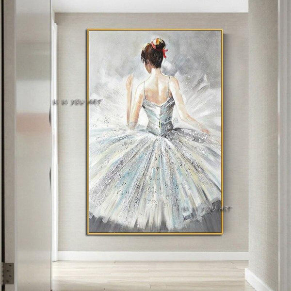 Modern Oil Paintings Art Hand Painted Abstract Beautiful Girl Canvas Artwork For Bedroom