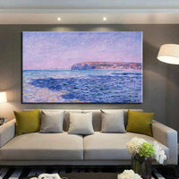 Hand Painted Modern Abstract Landscape Famous Claude Monet Shadows On the Sea At Pourville Painting Room Decorative