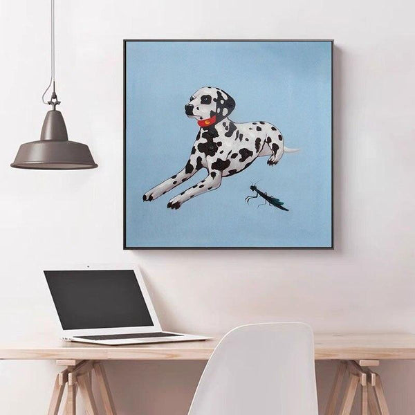Pop Art Hand Painted Modern Animals Oil Painting On Canvas Hand Painted Abstract Dog