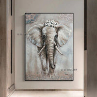 Hand Painted Canvas Wall Art Elephant Trunk God Paintings Modular Ganesha painting Decor