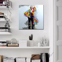 Hand Painted Figure Oil Painting on Canvas Kiss Of The Groom Picked Up Bride Abstract Canvas Art