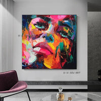 Hand Painted Francoise Nielly Style Knife Portrait Face Figure Canvas Wall Art