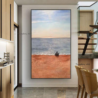 Sunsets Natural Sea Beach Landscape Hand Painted Oil Painting Wall Art Mural Wall Art