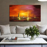 Hand Painted Oil Painting Natural Boat Seascape Landscape Abstract Canvas