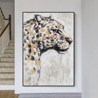 Hand Painted Animal Oil Painting Modern Artwork Domineering Leopard Abstract Art Canvas Wall Room