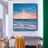 New Decorative Art Sunset Seascape Hand Painted Oil Painting Canvas Modern Abstract Landscape Decor