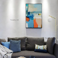 Abstract Simple Color Block Canvas Oil Painting Hand Painted Home Wall Art Decoration Office Renovation