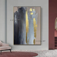 Pure Hand Painted Luxurious Gold Foil Craft Modern Abstract Oil Canvas Painting On The Wall Art Entrance Decoration Art