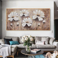 Hand Painted Texture Thick Flower Canvas Art Wall Hanging Paintings Decor