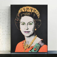 Hand PaintedQueen Elizabeth II Canvas Hand Painted Oil Paintings Andy Warhol Wall Arts