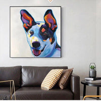 Hand Painted Abstract Dog Cartoon Animal Oil Painting On Canvas Modern