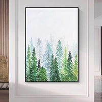 Wall Art Canvas Hand Painted Oil Painting Modern Green Mountain Landscape Natural Forest As