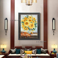 Wall Art Painting For Bedroom Abstract Sunflower Painting Hand Painted On Canvas Modern Plant