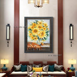 Wall Art Painting For Bedroom Abstract Sunflower Painting Hand Painted On Canvas Modern Plant