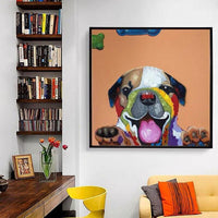 Hand Painted Interesting French Bulldog Oil Painting On Canvas Dog Animal For Kid Room Decor