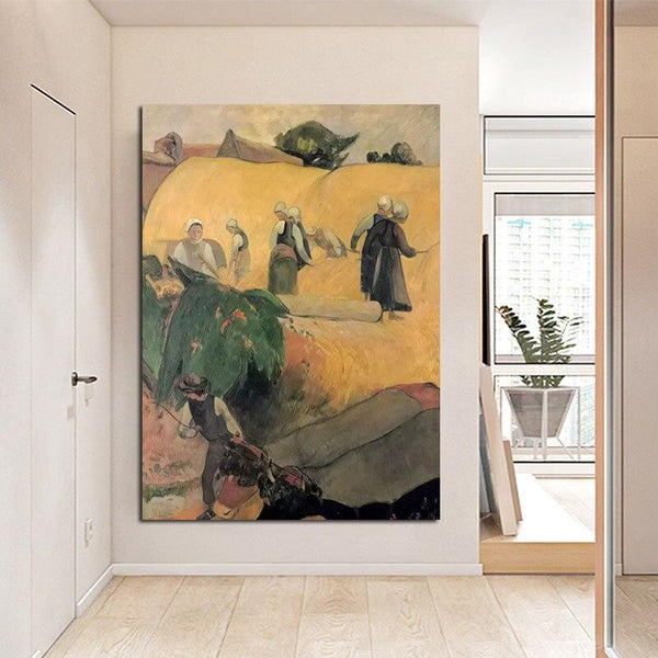 Paul Gauguin Hand Painted Brittany Harvest Oil Painting Figure Landscape Abstract Classic Retro Wall Art Decor