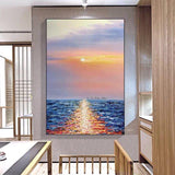 Hand Painted Canvas Mural Blue Ocean Wave Home Wall Decoration Abstract Painting Art Decoratio