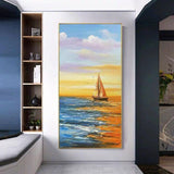 Hand Painted Sunset Seascape Oil Painting Modern Minimalist Decorative Painting Hotel Smooth As