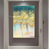 Hand Painted Abstract Trees Oil Painting On Canvas Hand Painted Beautiful Colors Abstract Landscape Room Living