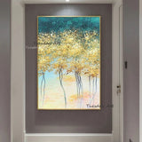 Hand Painted Abstract Trees Oil Painting On Canvas Hand Painted Beautiful Colors Abstract Landscape Room Living