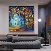 Abstract Forest Street Hand Painted Oil Painting on Canvas Modern Wall Art Landscape Pictures for Living Rome Home Decoration