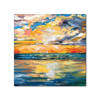 Abstract Hand Painted Textured Sunset Glow Oil Painting On Canvas Modern Canvas