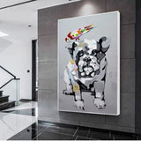 Hand Painted Abstract Modern Big Dog and Bird Abstract Decor Animal Oil Painting On Canvas As