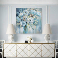 Hand Painted Abstract Flowers Art Oil Painting On Canvas Wall Adornment Painting