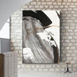 Hand Painted Oil Painting Gold Bar White Black Grey Painting Canvas Arts Room Abstract