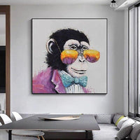 Hand Painted Oil Painting Wall Canvas Modern Personality Cartoon Gorilla Abstract Artwork Room Decor