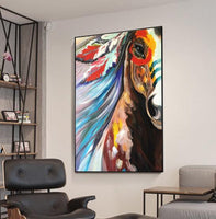 Artist High Quality Hand Painted Abstract Horse face Oil Painting on Canvas Modern Horse Painting hotel wall decor