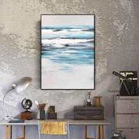 Light Blue Clouds and Sky Modern Abstract Oil Painting Canvas Hand Painted Art Wall Decoration For Home Room Decor As