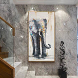 Hand Painted Palette Knife Elephant Oil Painting On Canvas Animal As